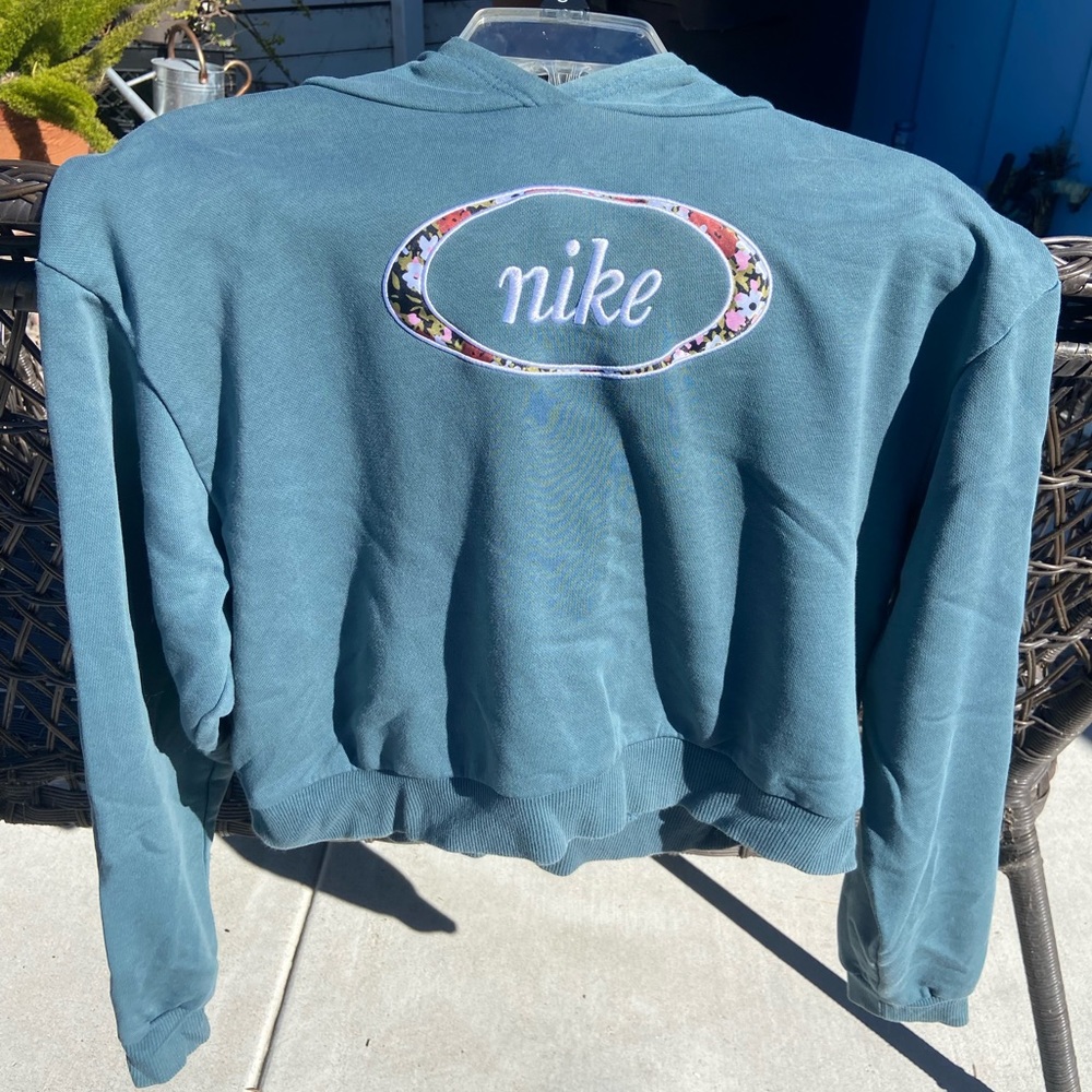 Nike inspired Sportswear Crop Fleece Hoodie (Ash Green)